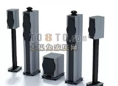 Electric Dvd Player With Floor Speaker 3d model