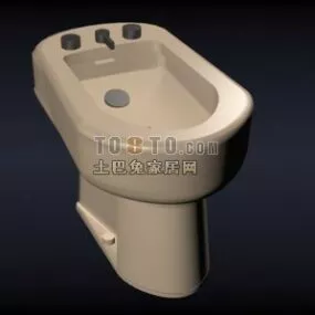 Toilet Beige Ceramic Material 3d model