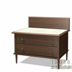 Hotel Table Furniture Walnut Material 3d model