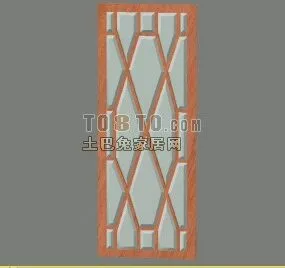 Wood Door Window Lattice Pattern 3d model