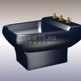 Black Toilet Bidet Sanitary 3d model