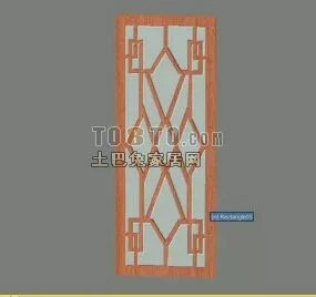 Wooden Frame Door Window 3d model
