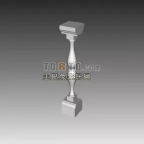 European Stone Handrail Column 3d model