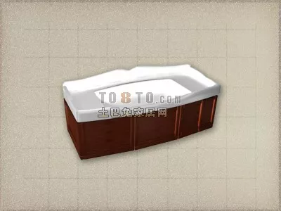 Washbasin With Square Mirror And Lamp 3d model