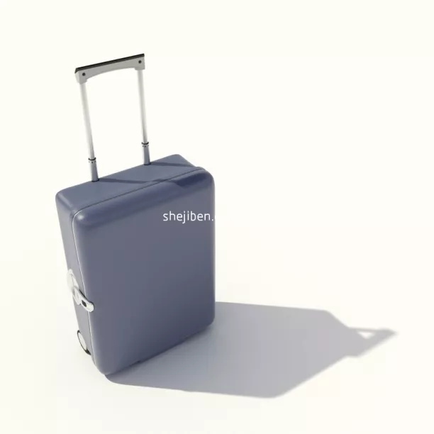 Luggage Suitcase Black Leather 3d model