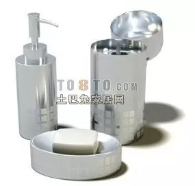 Cosmetics Bottles With Soap Box 3d model