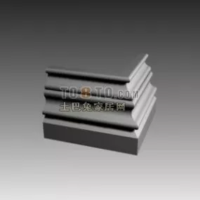 European Classic Column Base Corner 3d model
