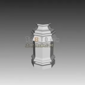 White Stone Column European Style 3d model