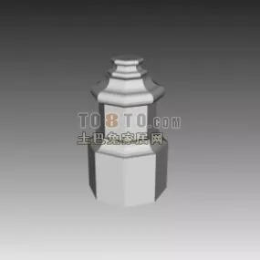 European Component Hexagon Column Base 3d model