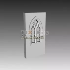 European Component Carved Window 3d model