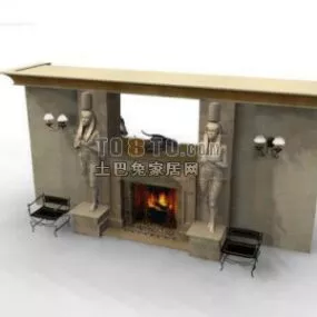 Fireplace With Accessories 3d model