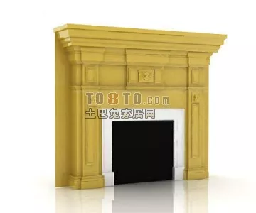 Elegant Classic Marble Fireplace 3d model