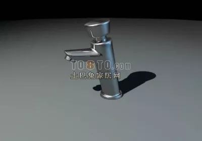 Curved Water Tap Chrome Material 3d model