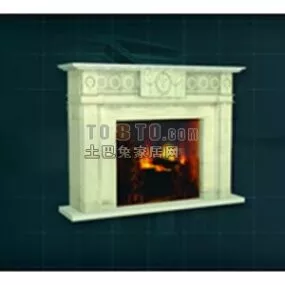 European Antique Fireplace Stone Material 3d model