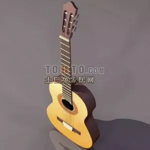 Wooden Harp Instrument 3d model