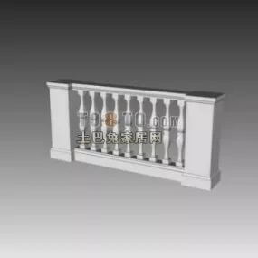 European Concrete Handrail Component 3d model