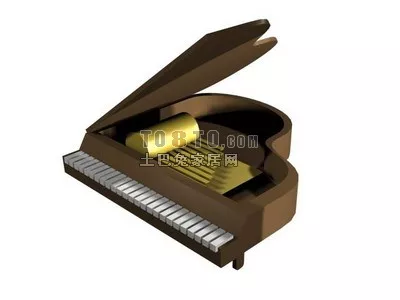 Vintage Upright Piano Open Cap 3d model