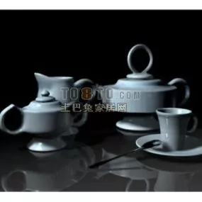 Tableware Ceramic Tea Pot With Cup 3d model