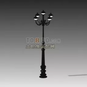 Garden Light Wrought Iron Column 3d model