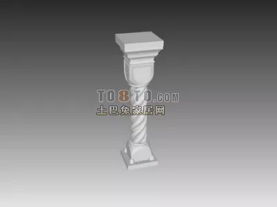 European Wall With Column Classic Style 3d model