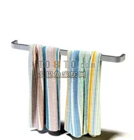 Colorful Towels With Bar Hanger 3d model Colorful Towels With Bar Hanger 3d model