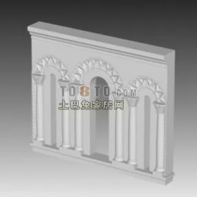 European Window Wall Carved Edges 3d model