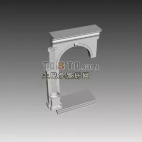 Arc Wall Carved Style 3d model