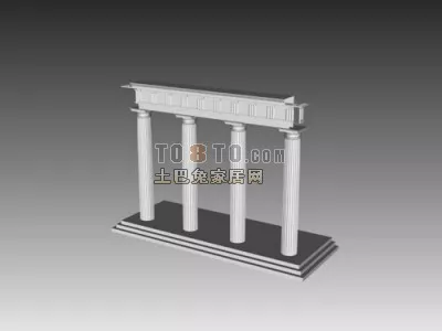European Greek Columns In Row 3d model European Greek Columns In Row 3d model