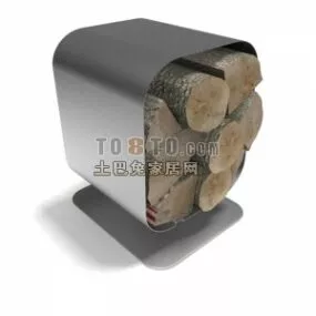 Wood Log Inside Steel Box 3d model