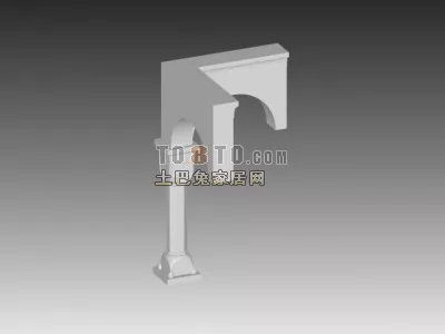 European Wall With Carved Window 3d model