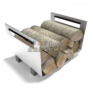 Log Stack With Steel Holder 3d model Log Stack With Steel Holder 3d model