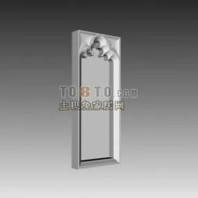 European Wall Carved Window Decoration 3d model
