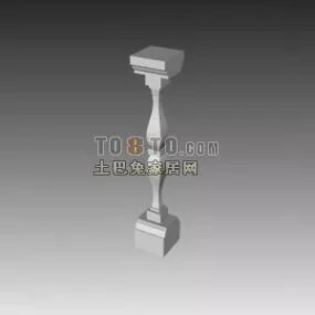 Stone Handrail Column 3d model