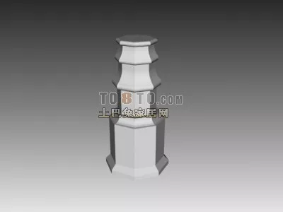 European Group Column Round Shape 3d model