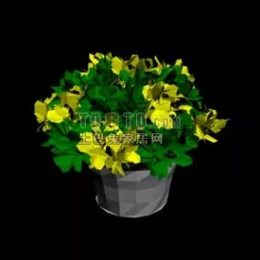 Yellow Flower Potted Plant 3d model