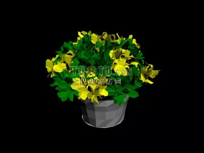 Realistic Leaf Plant Vase Pot Decorative 3d model