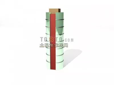 European Column Row With Stone Wall 3d model