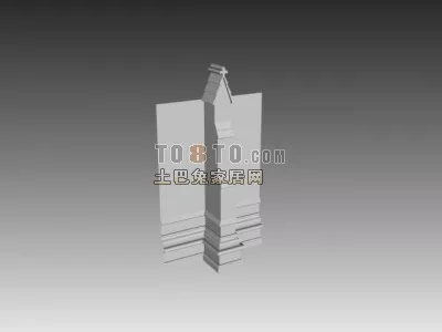 Arc Wall With One Column 3d model