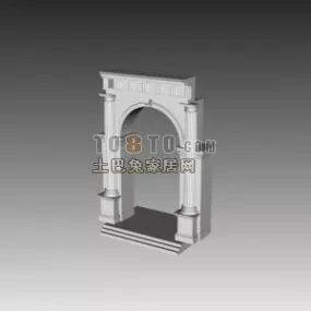 European Wall Gate Classic Style 3d model