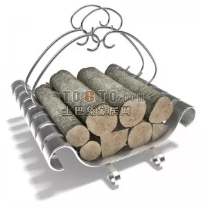 Tree Log On Steel Basket 3d model Tree Log On Steel Basket 3d model