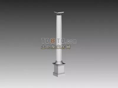 European Classic Column With Wall Head 3d model