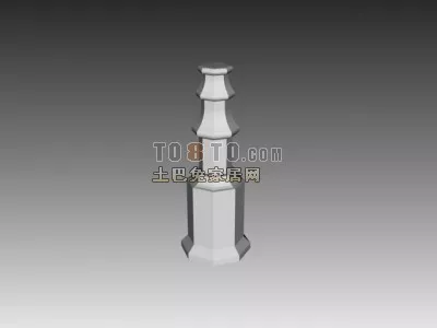 European Round Column Construction Component 3d model