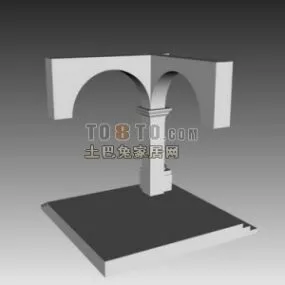 Arc Wall With One Column 3d model