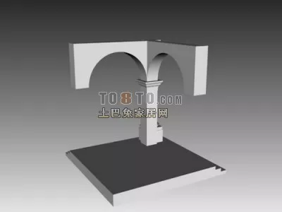 Arc Wall With One Column 3d model Arc Wall With One Column 3d model