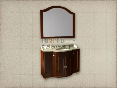 Modern Bathroom Shelf With Sink And Mirror 3d model