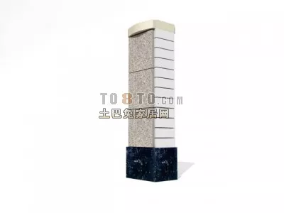 European Classic Column With Wall Head 3d model
