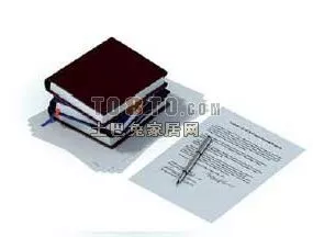 Office Accessories Book Stack With Pen 3d model