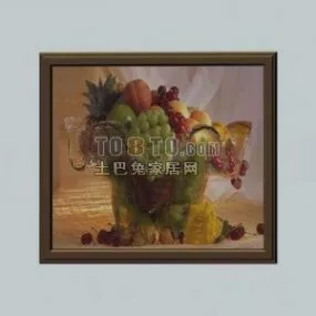 Decorative Hanging Painting Wood Frame 3d model