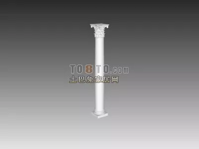 European Classic Column With Wall Head 3d model