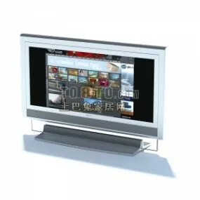 Silver Lcd Tv Flat Style With Stand 3d model